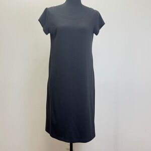 Eileen Fisher Black T Shirt Dress Casual Minimalist Knee Length Womens Small‎